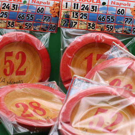 Posacenere in Ceramica Decorata - Numeri Tombola Napoletana e Smorfia - Artigianato Tipico Napoletano - Idea Regalo Napoli