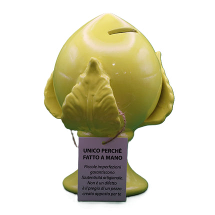 Pumo Pugliese Salvadanaio in Ceramica 17cm - Portafortuna Artigianale Fatto a Mano - Complemento d'Arredo Design Puglia - Idea Regalo Casa Nuova