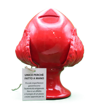 Pumo Pugliese Salvadanaio in Ceramica 17cm - Portafortuna Artigianale Fatto a Mano - Complemento d'Arredo Design Puglia - Idea Regalo Casa Nuova