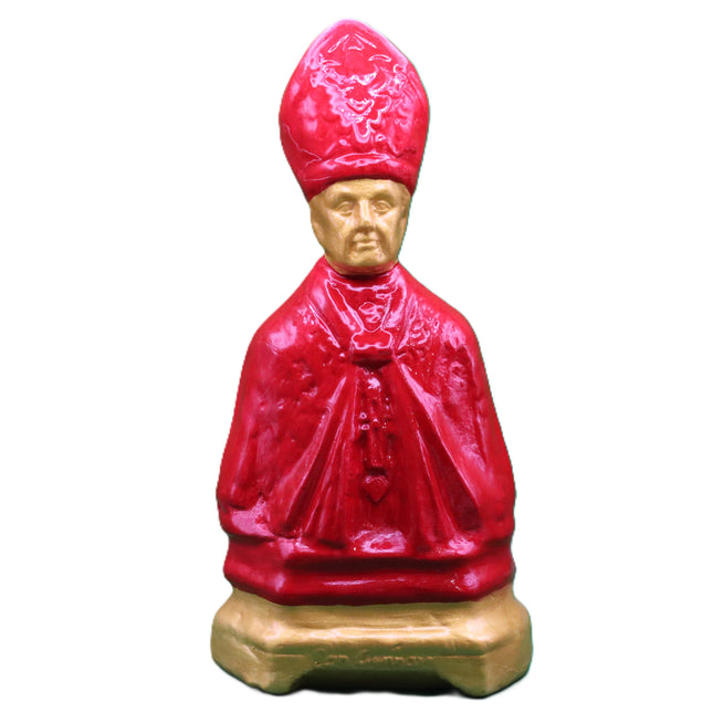 San Gennaro Artigianale: Sacred Sculpture in Imperial Red with Gold Finishes