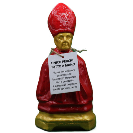 San Gennaro Artigianale: Scultura Sacra in Rosso Imperiale con Finiture Oro