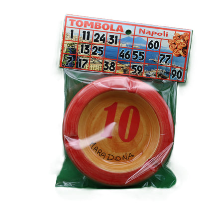 Posacenere in Ceramica Decorata - Numeri Tombola Napoletana e Smorfia - Artigianato Tipico Napoletano - Idea Regalo Napoli