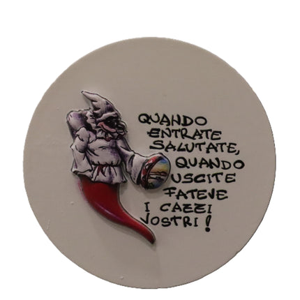 Calamite Napoli in Ceramica - Magneti Pulcinella, Scritte Buon Augurio e Vedute Napoletane - Souvenir Napoletano Fatto a Mano - Regalo Portafortuna