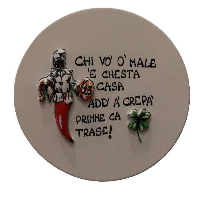 Calamite Napoli in Ceramica - Magneti Pulcinella, Scritte Buon Augurio e Vedute Napoletane - Souvenir Napoletano Fatto a Mano - Regalo Portafortuna