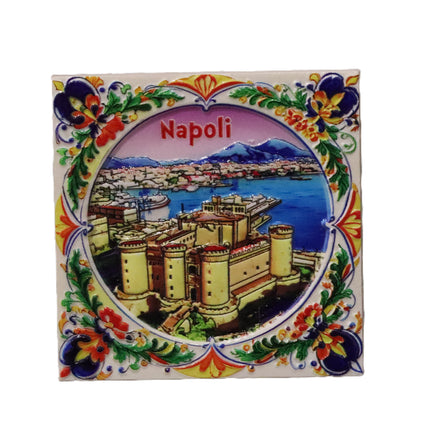 Calamite Napoli in Ceramica - Magneti Pulcinella, Scritte Buon Augurio e Vedute Napoletane - Souvenir Napoletano Fatto a Mano - Regalo Portafortuna