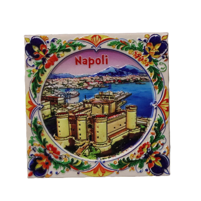 Calamite Napoli in Ceramica - Magneti Pulcinella, Scritte Buon Augurio e Vedute Napoletane - Souvenir Napoletano Fatto a Mano - Regalo Portafortuna