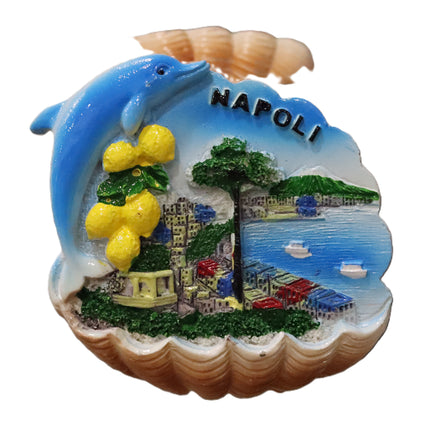 Calamite Napoli in Ceramica - Magneti Pulcinella, Scritte Buon Augurio e Vedute Napoletane - Souvenir Napoletano Fatto a Mano - Regalo Portafortuna