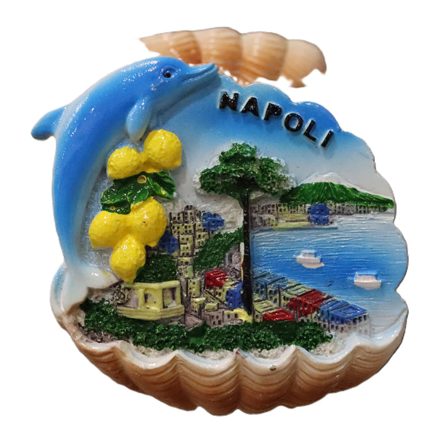 Calamite Napoli in Ceramica - Magneti Pulcinella, Scritte Buon Augurio e Vedute Napoletane - Souvenir Napoletano Fatto a Mano - Regalo Portafortuna