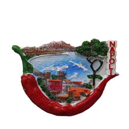 Calamite Napoli in Ceramica - Magneti Pulcinella, Scritte Buon Augurio e Vedute Napoletane - Souvenir Napoletano Fatto a Mano - Regalo Portafortuna