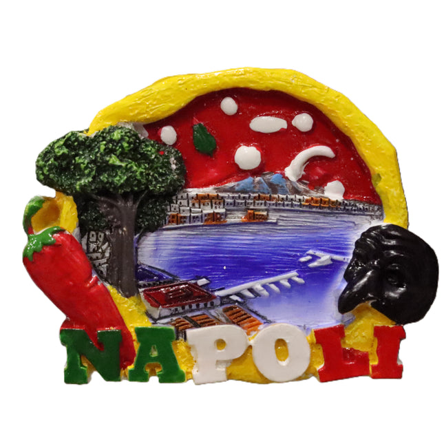 Calamite Napoli in Ceramica - Magneti Pulcinella, Scritte Buon Augurio e Vedute Napoletane - Souvenir Napoletano Fatto a Mano - Regalo Portafortuna