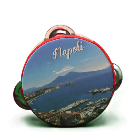 Tamburello Napoletano Artigianale - Decorazione Casa Napoli con Pulcinella o Veduta Napoli - Strumento Musicale Tipico e Souvenir - Regalo Tradizionale