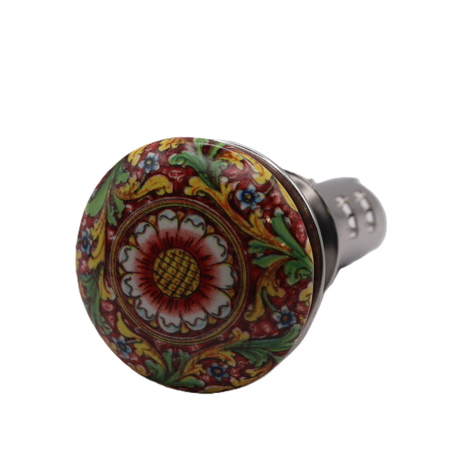 Manual Stainless Steel Citrus Juicer with Decorated Ceramic Knob – Sicilian Lemons Design