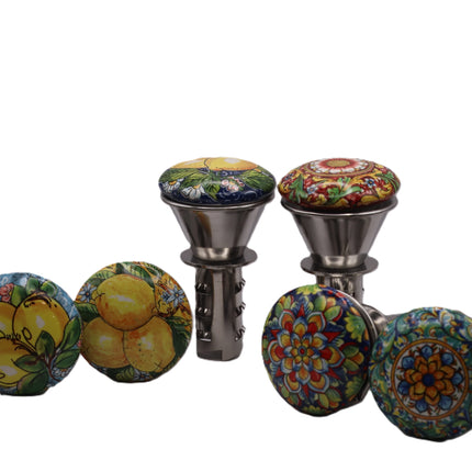 Spremiagrumi Manuale in Acciaio con Pomello in Ceramica Decorata – Design Limoni di Sicilia