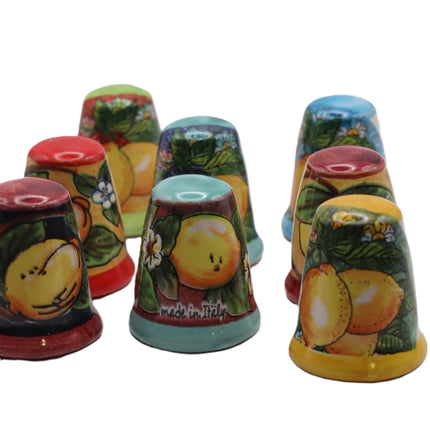 Ditale da Collezione in Ceramica Artigianale – Decori Mediterranei: Limoni e Maioliche – Regalo Sarta e Ricamo