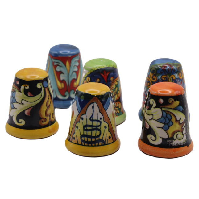 Handmade Ceramic Collectible Thimble – Mediterranean Designs: Lemons and Majolica – Gift for Seamstress and Embroidery