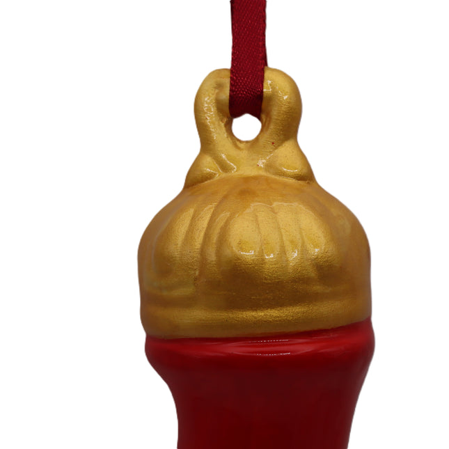 Corno Portafortuna in Ceramica 16 cm – Rosso Scarlatto con Corona Oro Zecchino – Cornetto Napoletano Artigianale Fatto a Mano
