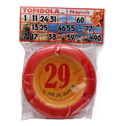 Posacenere in Ceramica Decorata - Numeri Tombola Napoletana e Smorfia - Artigianato Tipico Napoletano - Idea Regalo Napoli