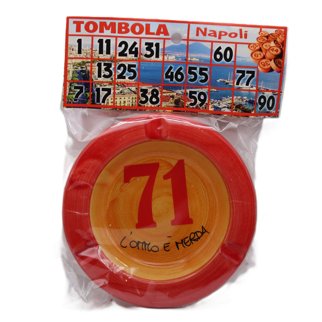 Posacenere in Ceramica Decorata - Numeri Tombola Napoletana e Smorfia - Artigianato Tipico Napoletano - Idea Regalo Napoli