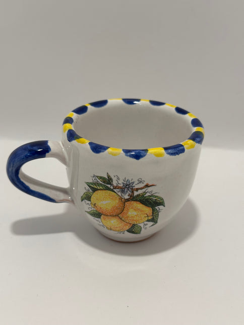 Set Vassoio + 2 Tazzine in Ceramica Artigianale Napoletana - Decoro Limoni
