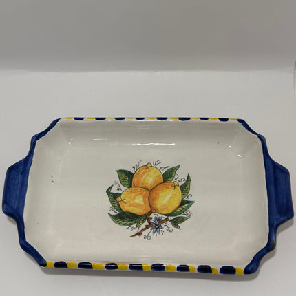 Set Vassoio + 2 Tazzine in Ceramica Artigianale Napoletana - Decoro Limoni