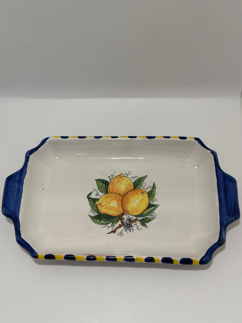 Set Vassoio + 2 Tazzine in Ceramica Artigianale Napoletana - Decoro Limoni
