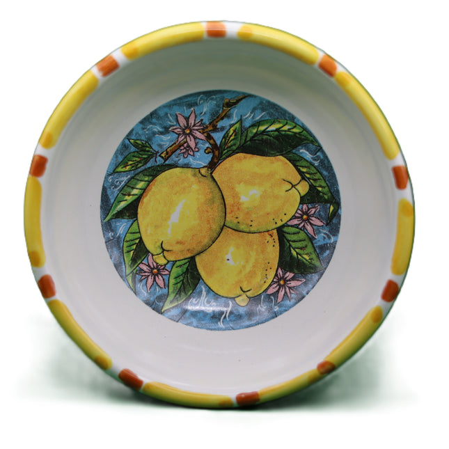 Ciotoline in Ceramica Dipinte a Mano - Set Aperitivo Limoni e Maioliche - Salsiere Colorate in Stile Mediterraneo - Regalo Home Decor Made in Italy
