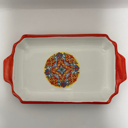 Set Vassoio + 2 Tazzine in Ceramica Artigianale Napoletana - Decoro Maioliche