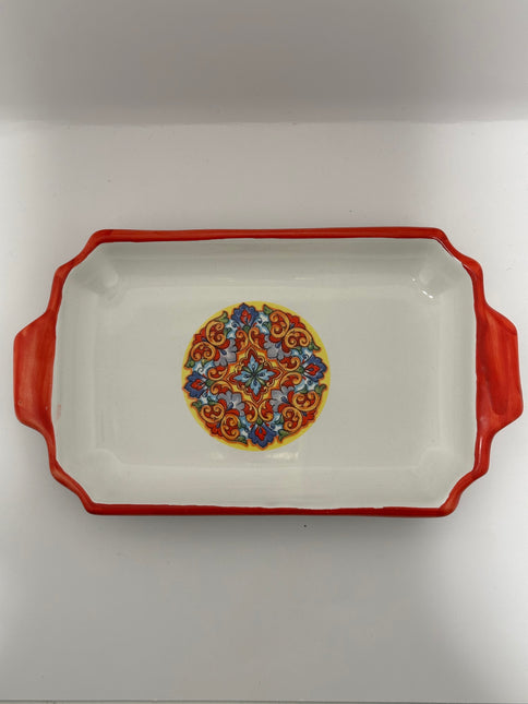 Set Vassoio + 2 Tazzine in Ceramica Artigianale Napoletana - Decoro Maioliche