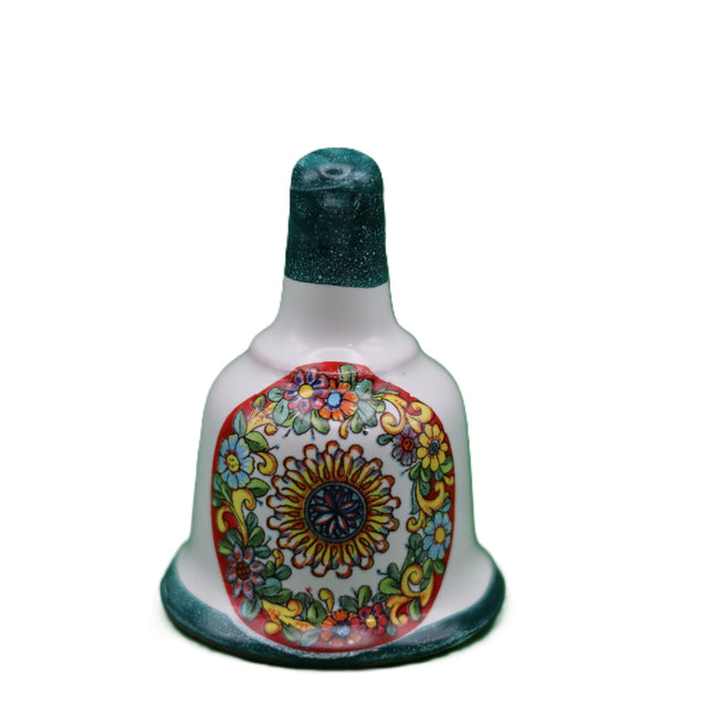 campanella decorativa  in ceramica  dipinta a mano con limoni o maioliche