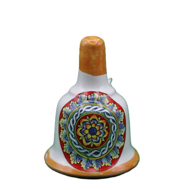 campanella decorativa  in ceramica  dipinta a mano con limoni o maioliche