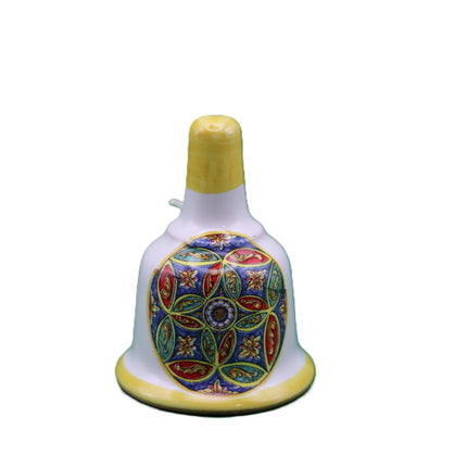 campanella decorativa  in ceramica  dipinta a mano con limoni o maioliche
