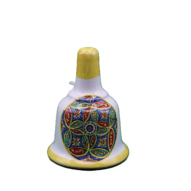 campanella decorativa  in ceramica  dipinta a mano con limoni o maioliche