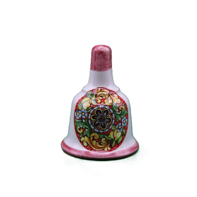 campanella decorativa  in ceramica  dipinta a mano con limoni o maioliche