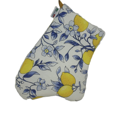 Set Cucina Completo "Limoni di Sicilia" - 6 Pezzi in Puro Cotone Made in Italy - Giallo o Blu - Coordinato Tavola e Cucina Artigianale