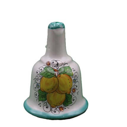 campanella decorativa  in ceramica  dipinta a mano con limoni o maioliche