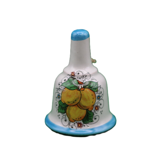 Decorative ceramic bell, hand-painted with lemons or majolica.