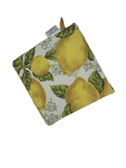 Set Cucina Completo "Limoni di Sicilia" - 6 Pezzi in Puro Cotone Made in Italy - Giallo o Blu - Coordinato Tavola e Cucina Artigianale