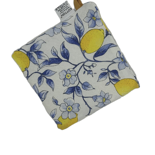 Set Cucina Completo "Limoni di Sicilia" - 6 Pezzi in Puro Cotone Made in Italy - Giallo o Blu - Coordinato Tavola e Cucina Artigianale