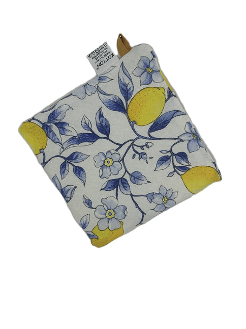 Set Cucina Completo "Limoni di Sicilia" - 6 Pezzi in Puro Cotone Made in Italy - Giallo o Blu - Coordinato Tavola e Cucina Artigianale