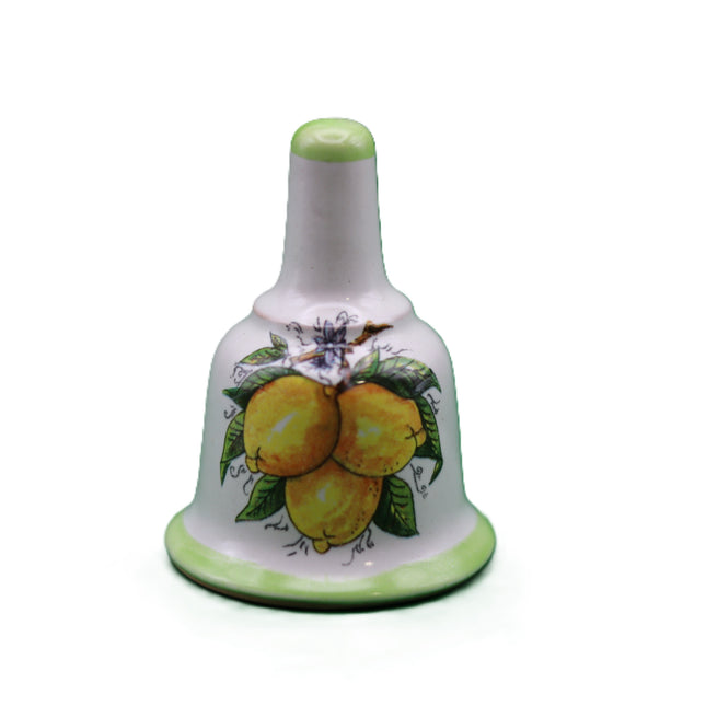 Decorative ceramic bell, hand-painted with lemons or majolica.