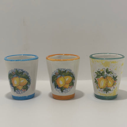 Bicchierini Limoncello in Ceramica Artigianale - Decoro Limoni