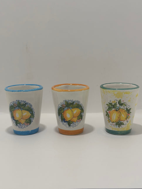 Bicchierini Limoncello in Ceramica Artigianale - Decoro Limoni