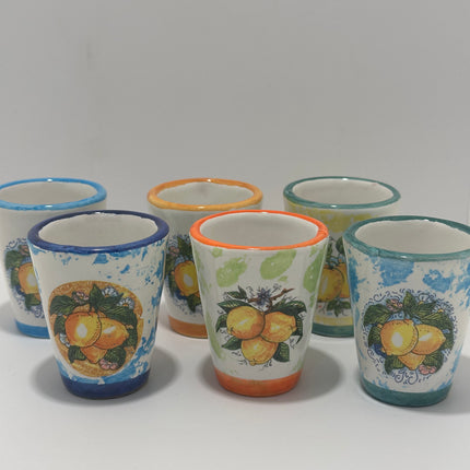 Bicchierini Limoncello in Ceramica Artigianale - Decoro Limoni