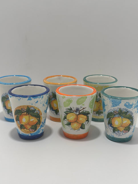 Bicchierini Limoncello in Ceramica Artigianale - Decoro Limoni