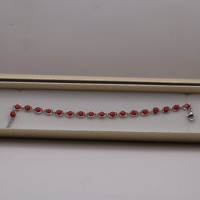 Bracciale Occhio di Allah Portafortuna - Amuleto Nazar contro il Malocchio - Catena in Acciaio Inox Oro o Argento - Regalo Scaramantico Donna e Ragazza