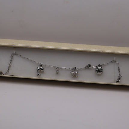 Bracciale Marino in Acciaio Inox con Ciondoli Conchiglia e Pesciolino – Variante Oro o Argento – Regalo Estate Donna