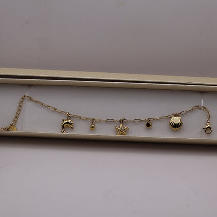 Bracciale Marino in Acciaio Inox con Ciondoli Conchiglia e Pesciolino – Variante Oro o Argento – Regalo Estate Donna