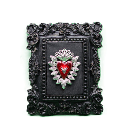 "Sacred Heart" Collection: Handcrafted Silk and Black Wood Plaques