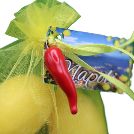 Saponi Profumatori Armadi e Biancheria | Lavanda con Fiori o Limone con Cornetto Portafortuna | Confezione in Velo Artigianale
