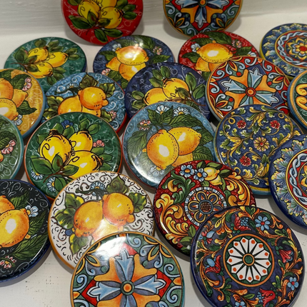 Magneti in Ceramica Dipinta a Mano - Limoni (Ø 6cm)